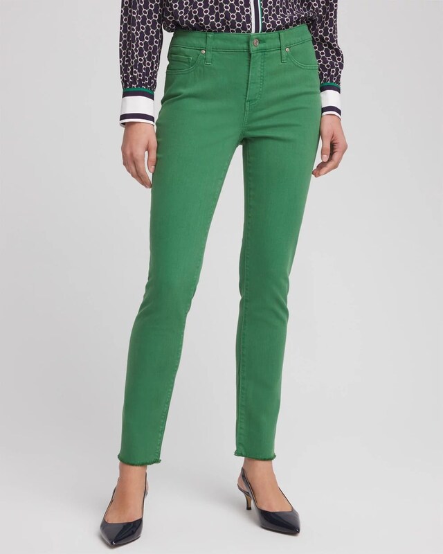 Girlfriend Fray Hem Ankle Jeans